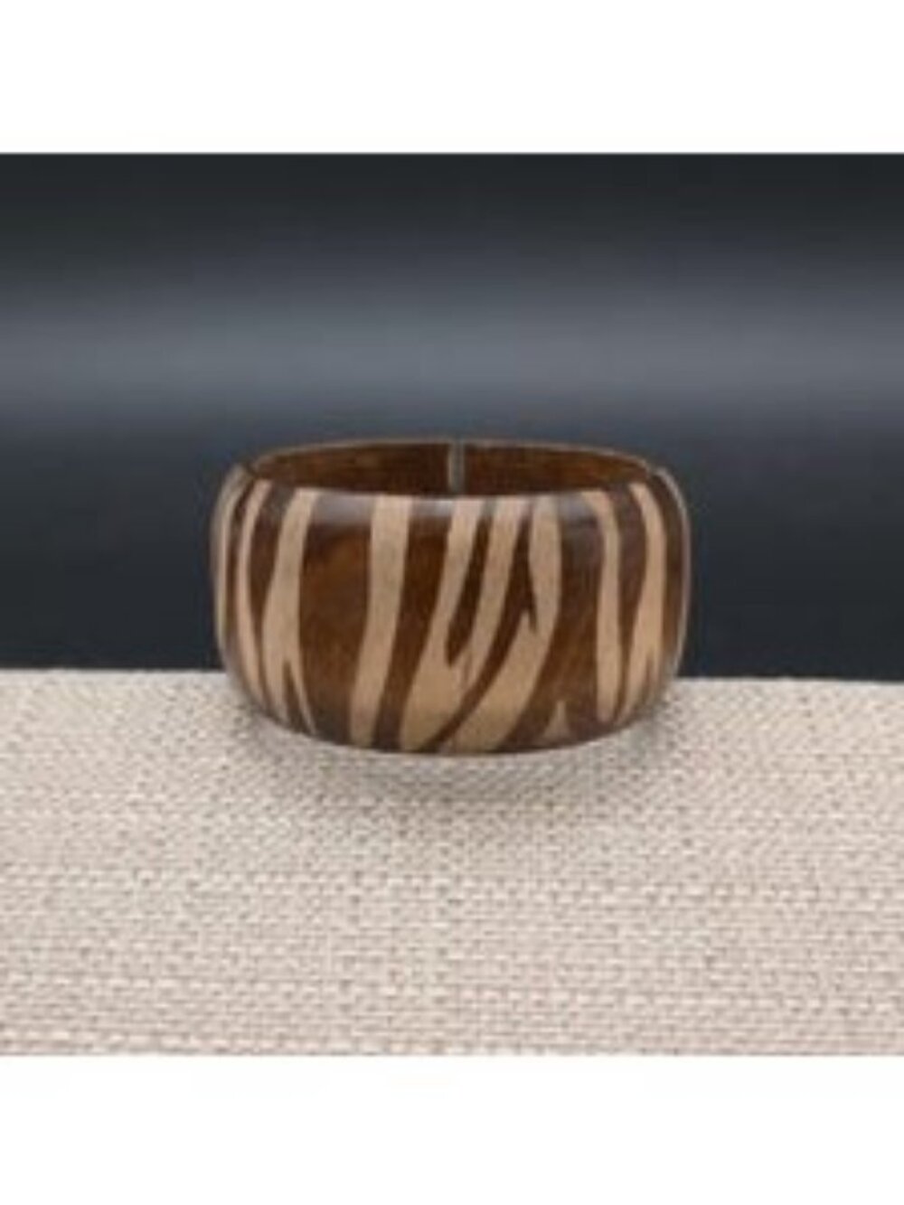 7 Inch Vintage Wooden Zebra Stripe Bracelet | Retro Boho Animal Print B1480
